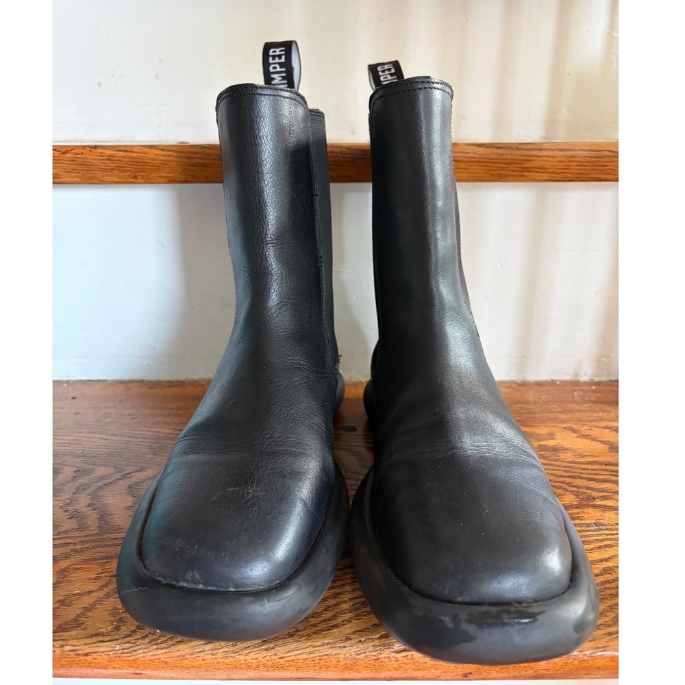 Camper Brutus Black Leather Chelsea Boots Chunky Sole K400758-002 Womens 39‎